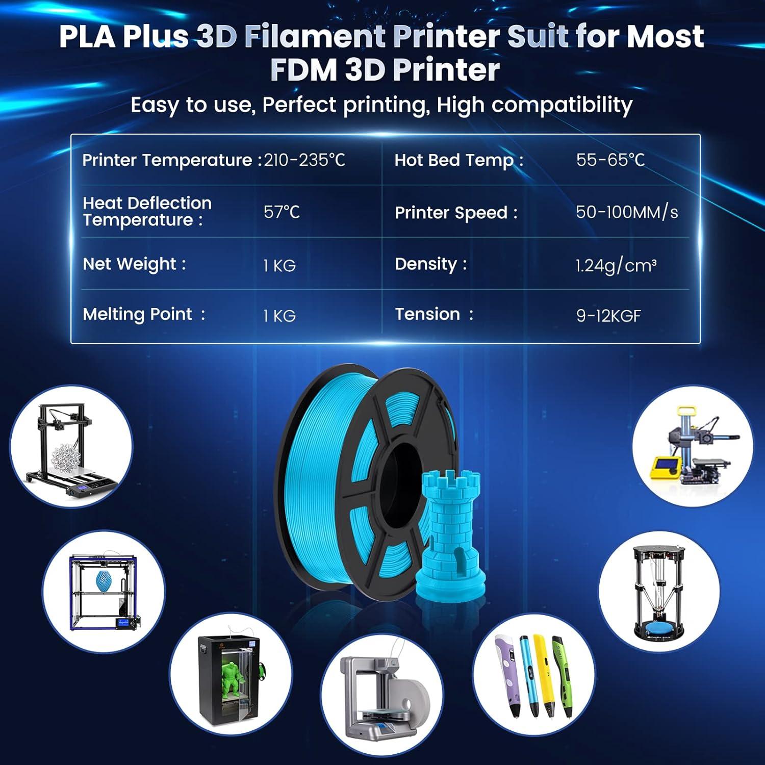 imageSUNLU 3D Printer Filament PLA Plus 175mm SUNLU Neatly Wound PLA Filament 175mm PRO PLA Filament for Most FDM 3D Printer Dimensional Accuracy  002 mm 1 kg Spool22lbsCoffee1kgsky Blue