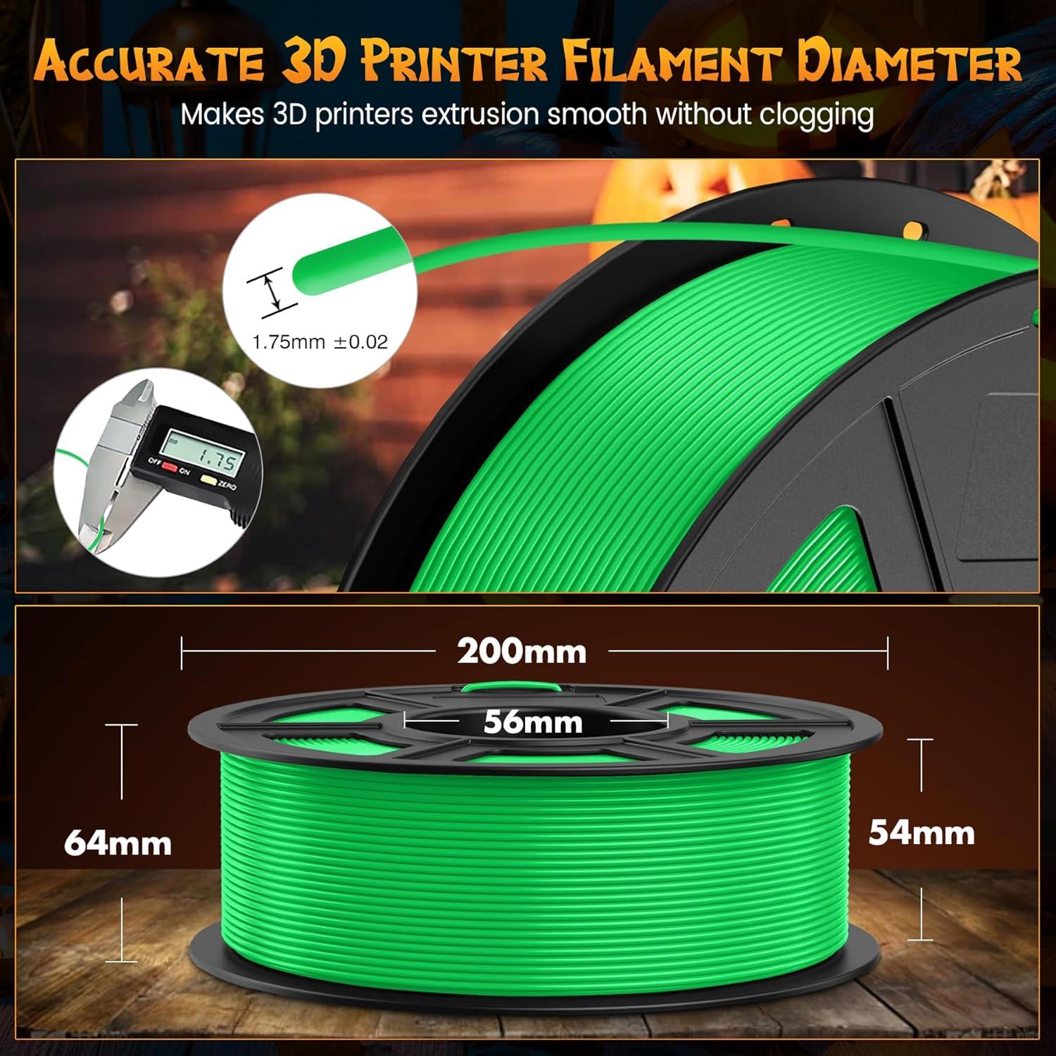 imageSUNLU 3D Printer Filament PLA Plus 175mm SUNLU Neatly Wound PLA Filament 175mm PRO PLA Filament for Most FDM 3D Printer Dimensional Accuracy  002 mm 1 kg Spool22lbs Bone White1kg Pla Fluorescent Green