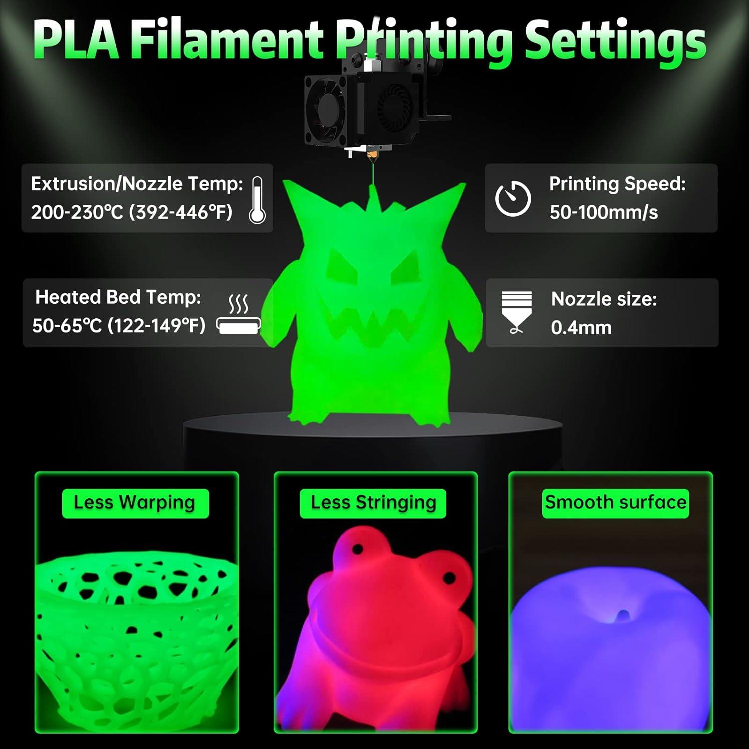 imageSUNLU PLA Filament 16 Color Bundle Multicolor PLA 3D Printer Filament 175mm Individually Vacuum Packed 025kg per Spool 4kg in Total 16 Pack 12 Regular Solid Color and 4 Transparent ColorGlow in the Dark  Green to Glow Green