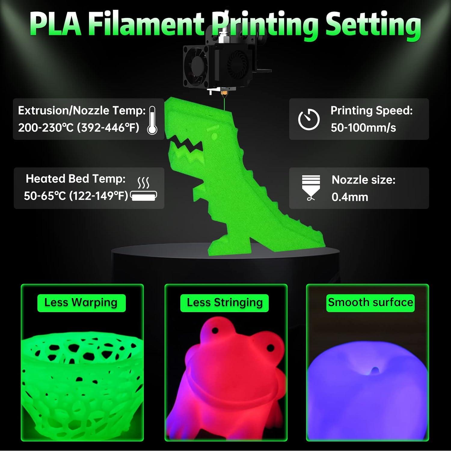 imageSUNLU PLA Filament 16 Color Bundle Multicolor PLA 3D Printer Filament 175mm Individually Vacuum Packed 025kg per Spool 4kg in Total 16 Pack 12 Regular Solid Color and 4 Transparent ColorGlow in the Dark  White to Glow Green