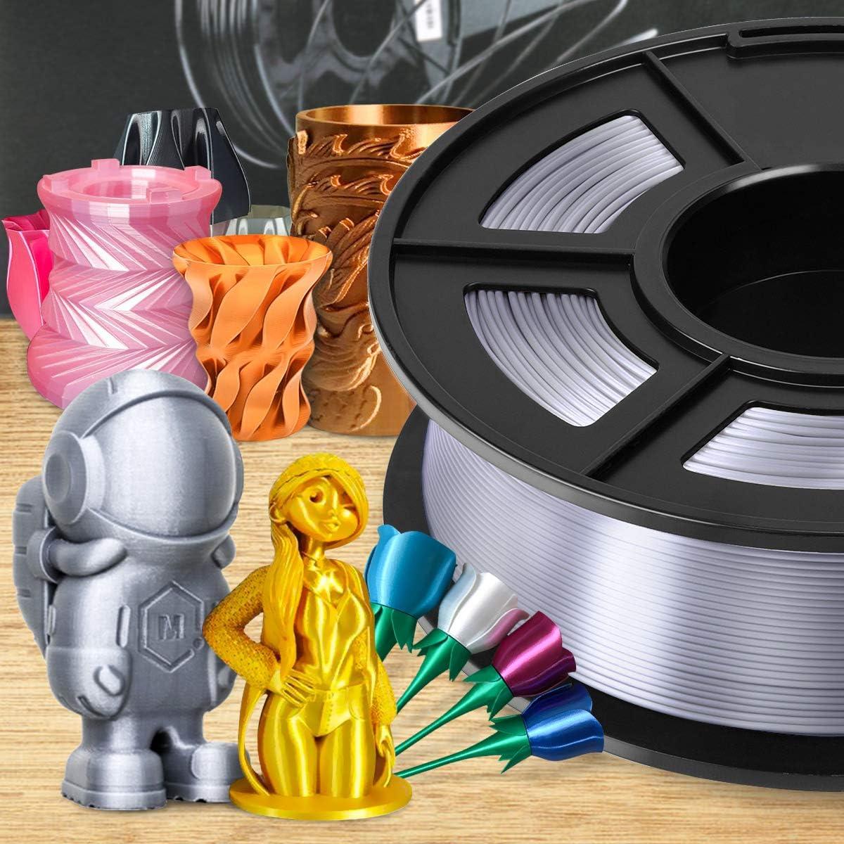 imageSUNLU PLA Filament 16 Color Bundle Multicolor PLA 3D Printer Filament 175mm Individually Vacuum Packed 025kg per Spool 4kg in Total 16 Pack 12 Regular Solid Color and 4 Transparent Color1000g Silk Silver