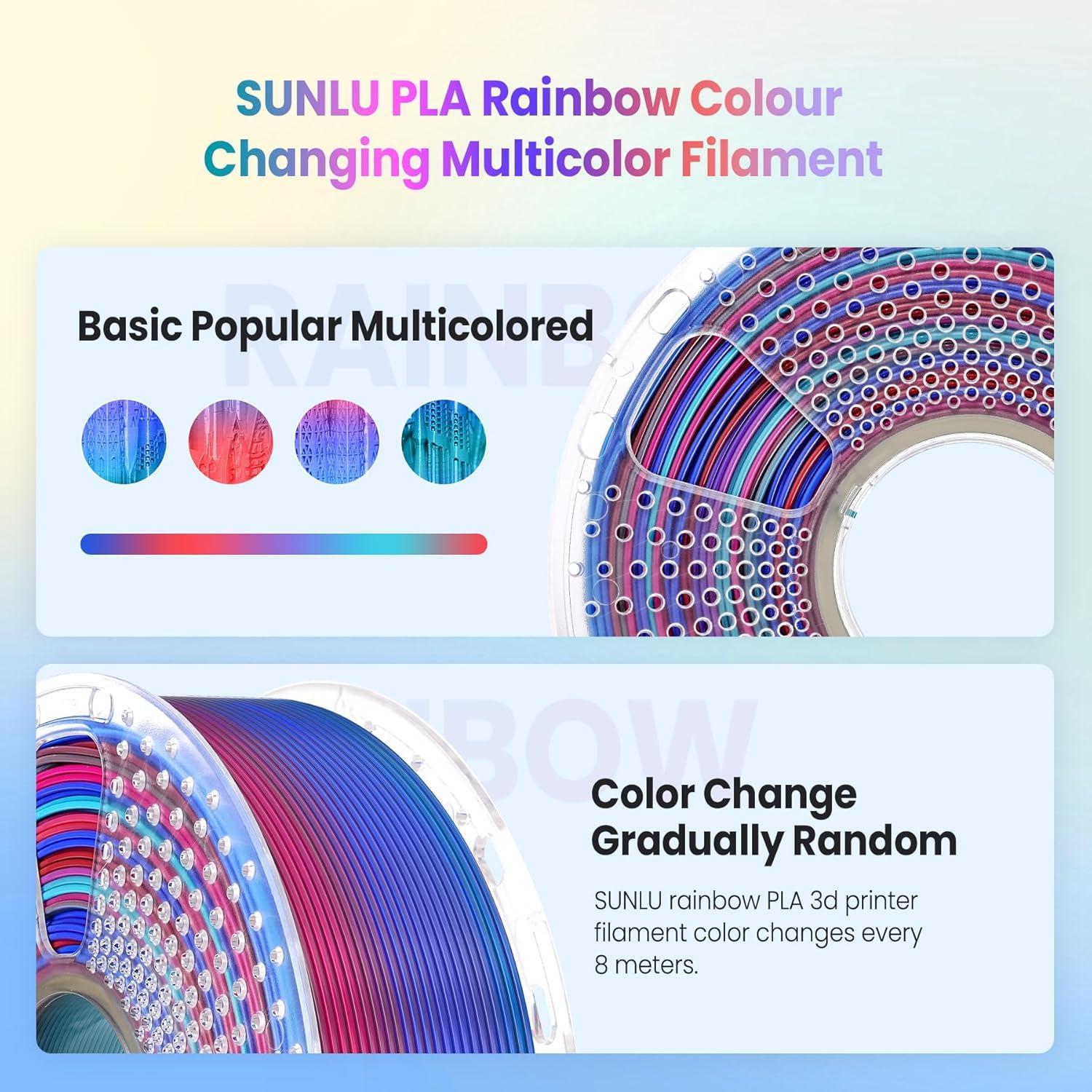 imageSUNLU PLA Filament 16 Color Bundle Multicolor PLA 3D Printer Filament 175mm Individually Vacuum Packed 025kg per Spool 4kg in Total 16 Pack 12 Regular Solid Color and 4 Transparent ColorRainbow 02