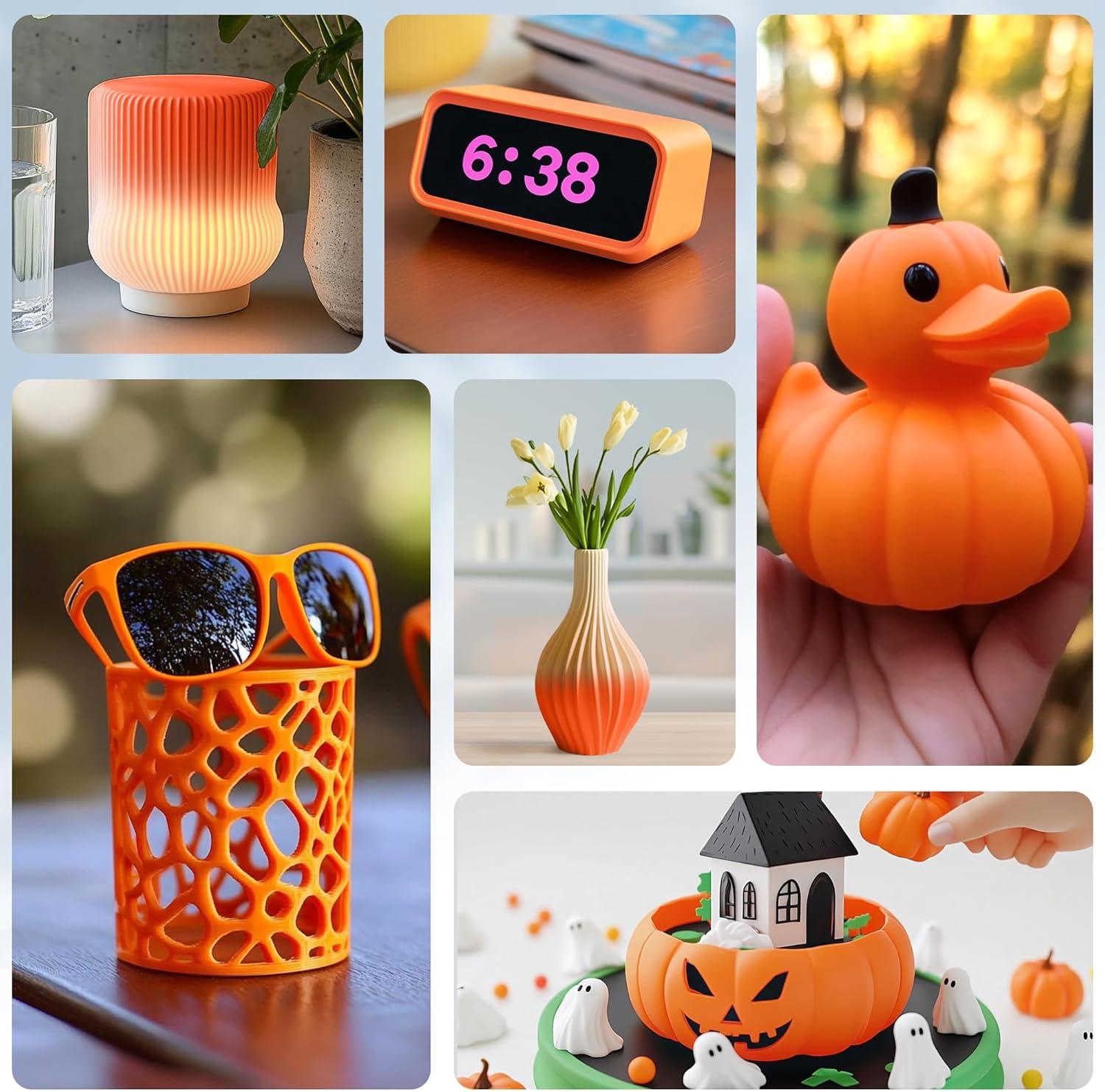 imageSUNLU PLA Filament 16 Color Bundle Multicolor PLA 3D Printer Filament 175mm Individually Vacuum Packed 025kg per Spool 4kg in Total 16 Pack 12 Regular Solid Color and 4 Transparent ColorTemperature Color Change Orange