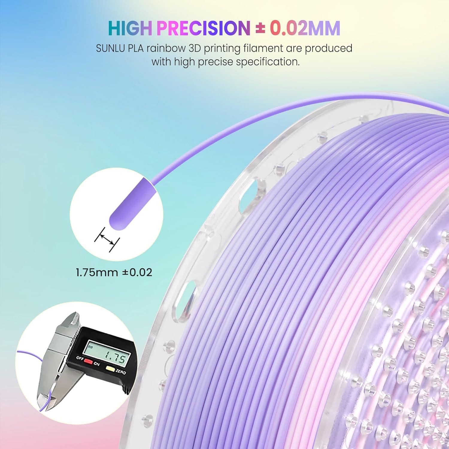 imageSUNLU PLA Filament 16 Color Bundle Multicolor PLA 3D Printer Filament 175mm Individually Vacuum Packed 025kg per Spool 4kg in Total 16 Pack 12 Regular Solid Color and 4 Transparent ColorRainbow 04