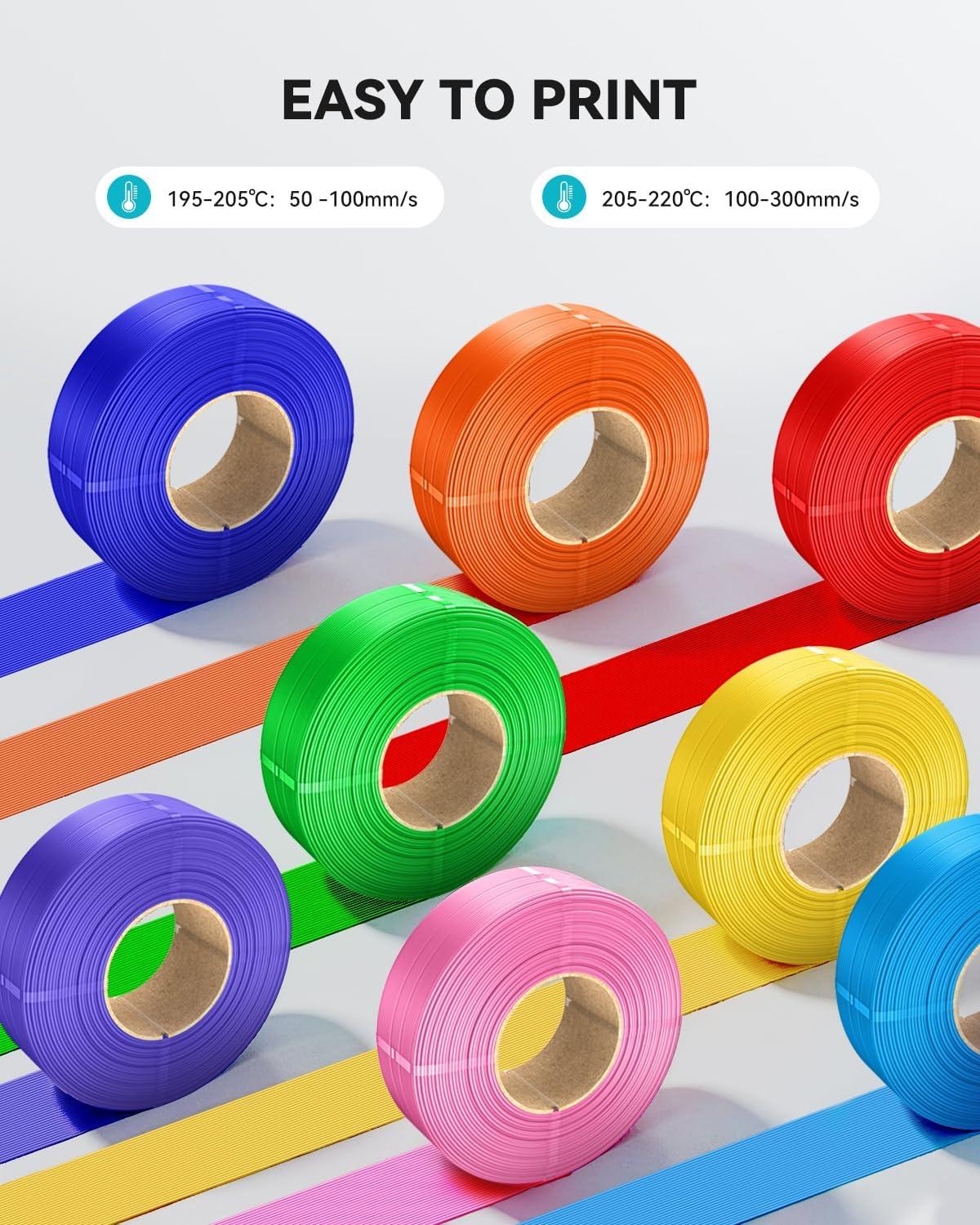 imageSUNLU PLA Plus Filament Refill 175mm 4KG 3D Printer Filament PLA Refill NoSpool Black PLA Filament for Reusable Spools Compatible with Bambu Labs Filament 4Rolls 1KGRollPla Plus Klein BlueYellowGreenRed