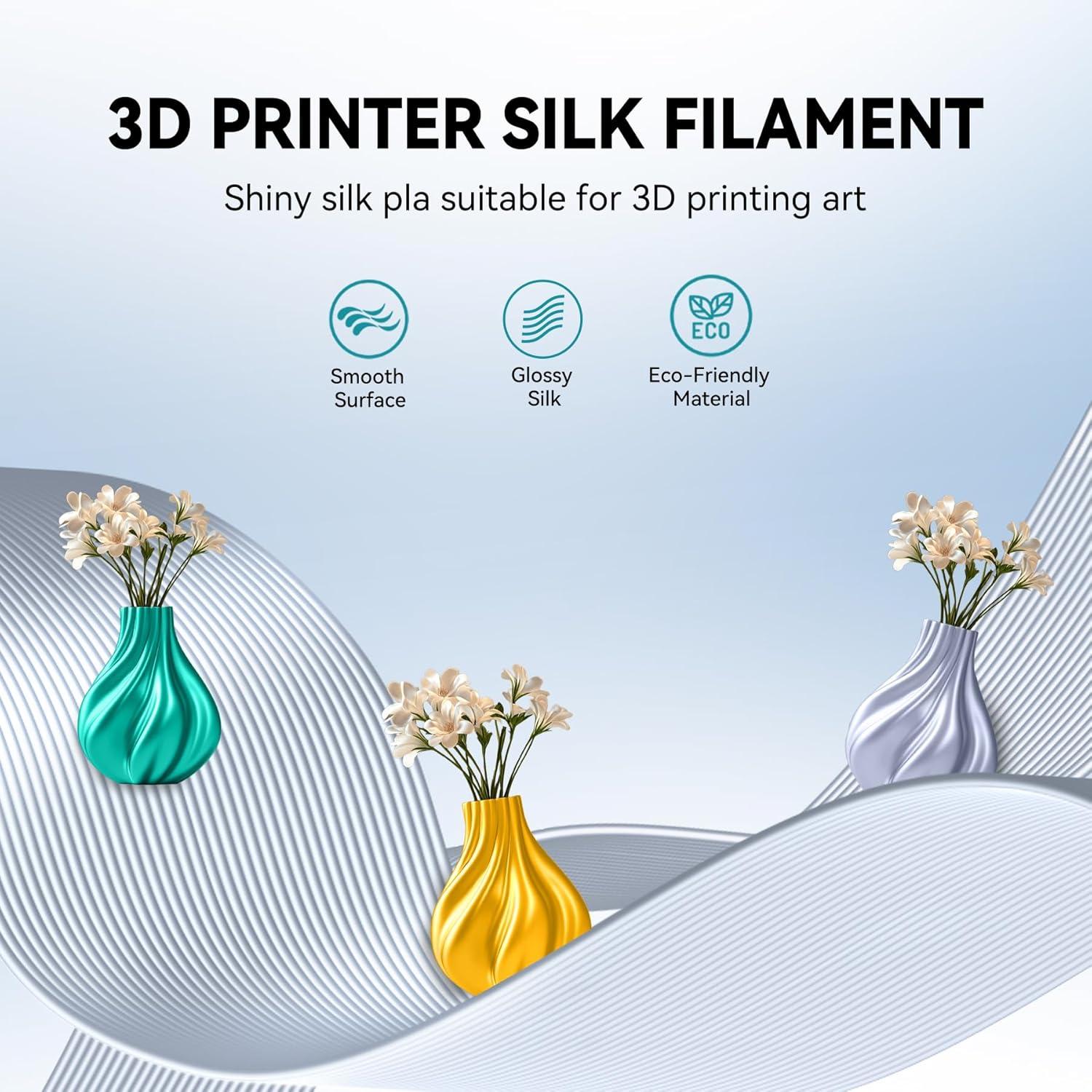 imageSUNLU PLA Plus Filament Refill 175mm 4KG 3D Printer Filament PLA Refill NoSpool Black PLA Filament for Reusable Spools Compatible with Bambu Labs Filament 4Rolls 1KGRoll500g4 Silk Light Gold