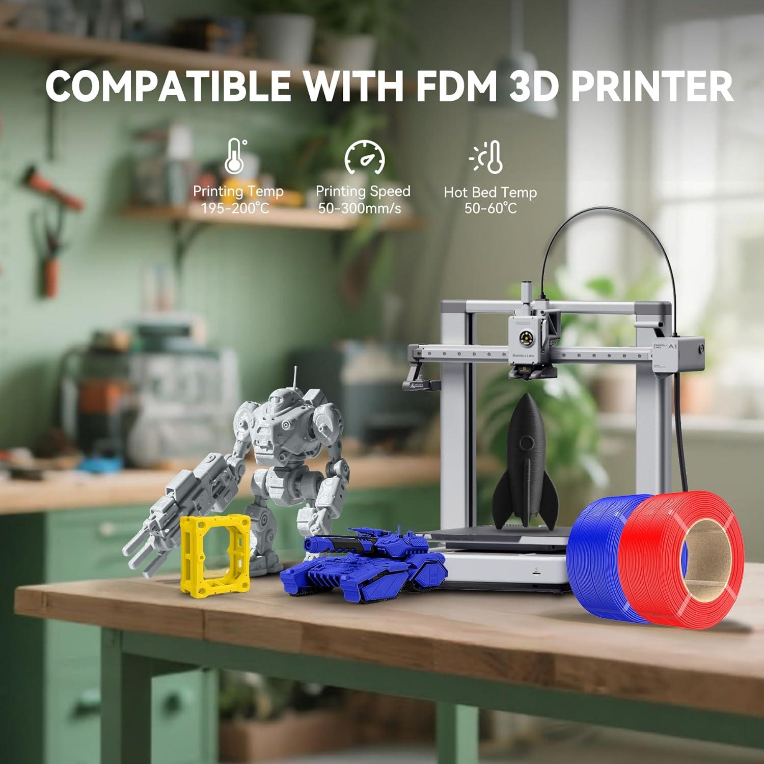 imageSUNLU PLA Plus Filament Refill 175mm 4KG 3D Printer Filament PLA Refill NoSpool Black PLA Filament for Reusable Spools Compatible with Bambu Labs Filament 4Rolls 1KGRoll500g4 Blackwhiteklein Bluered