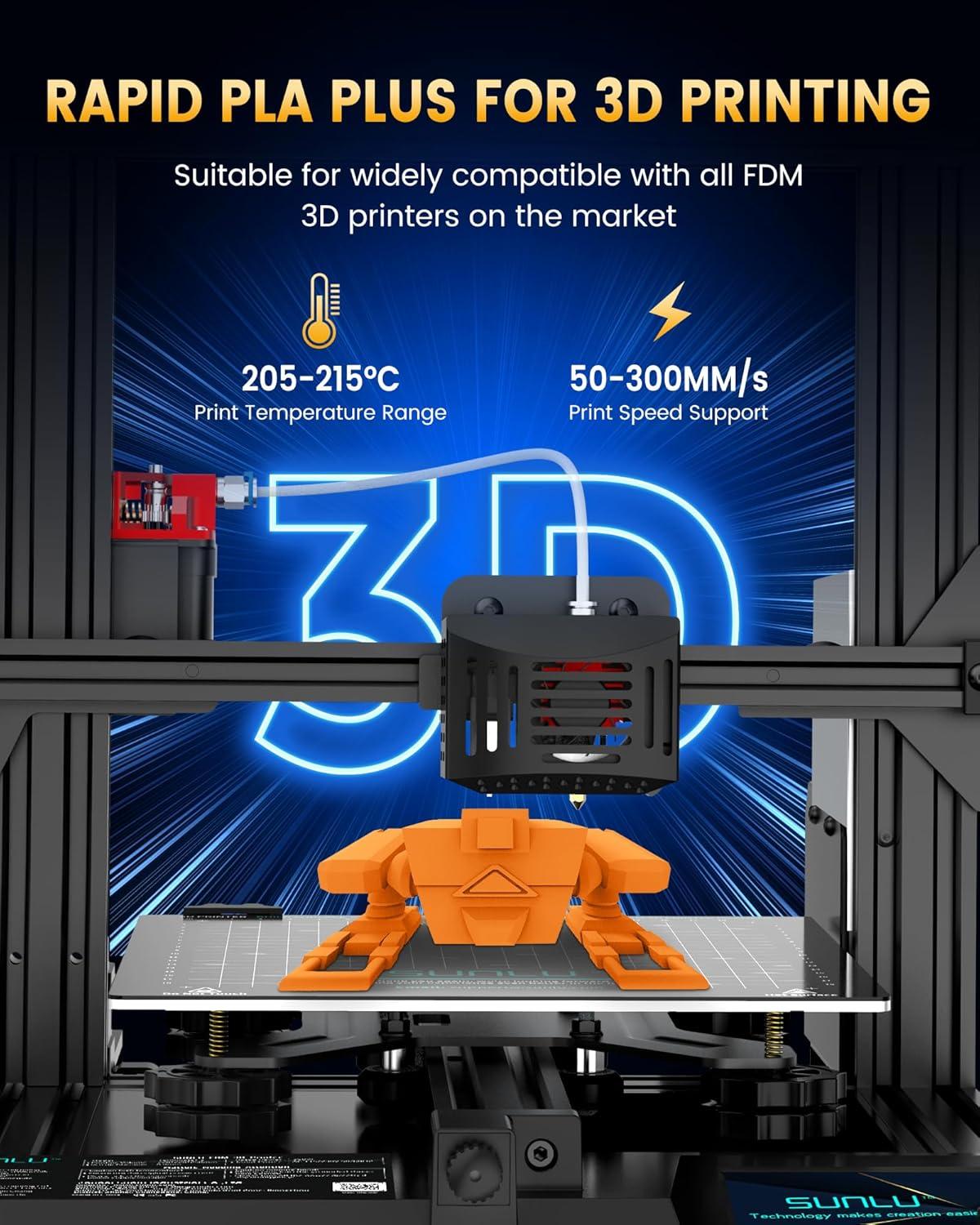 imageSUNLU PLA20 3D Printer Filament Bundle 4KG Upgrade PLA Filament 175mm Tougher and Stronger Dimensional Accuracy 002mm 1KG per Spool 4 Packs 4KG Total Black1kg Sunny Orange