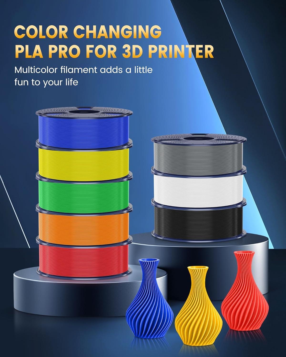 imageSUNLU PLA20 3D Printer Filament Bundle 4KG Upgrade PLA Filament 175mm Tougher and Stronger Dimensional Accuracy 002mm 1KG per Spool 4 Packs 4KG Total Black1kg Yellow