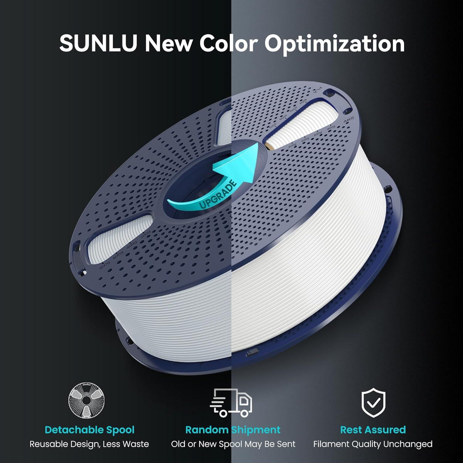 imageSUNLU PLA20 3D Printer Filament Bundle 4KG Upgrade PLA Filament 175mm Tougher and Stronger Dimensional Accuracy 002mm 1KG per Spool 4 Packs 4KG Total Black1kg2 Whitewhite