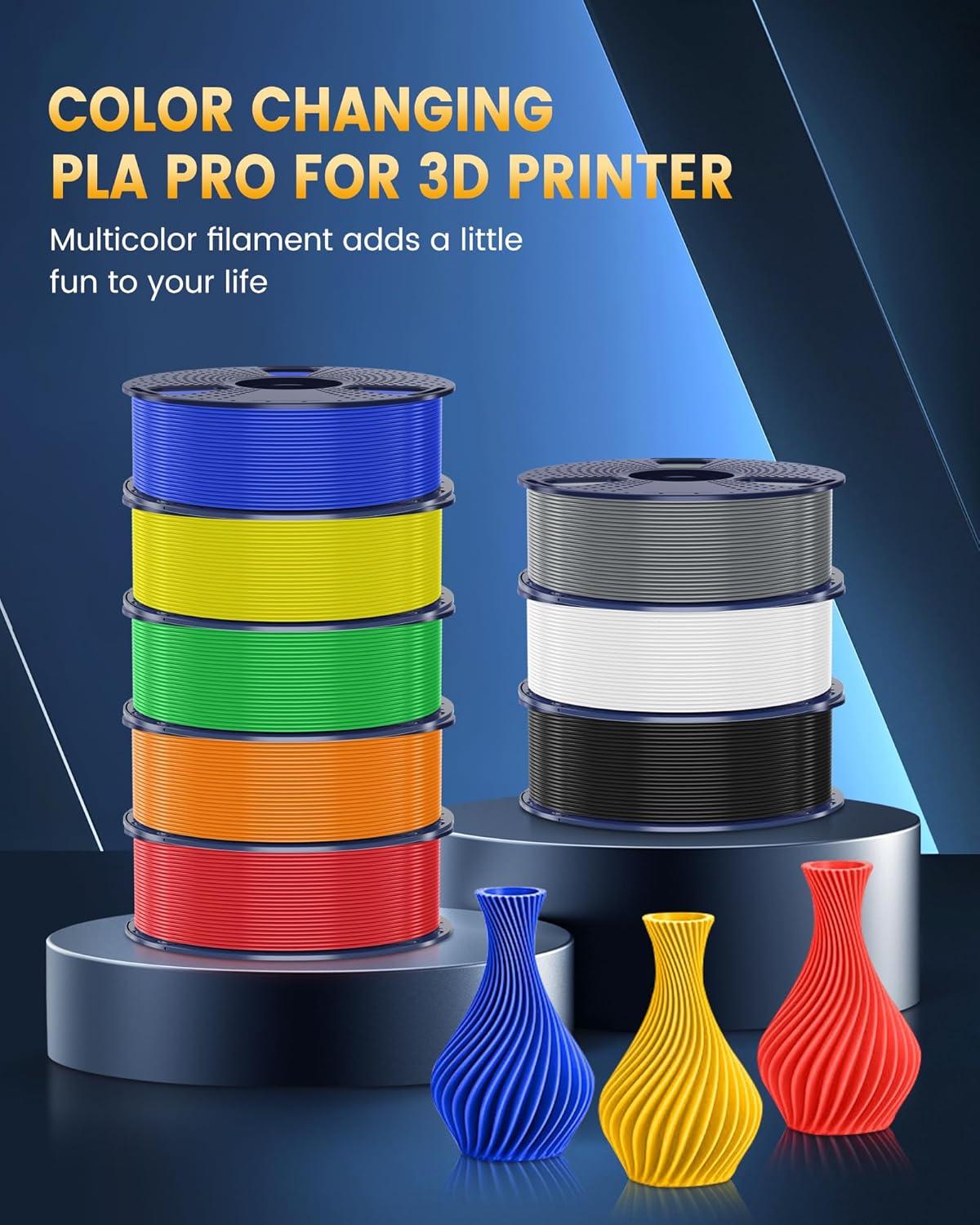 imageSUNLU PLA20 3D Printer Filament Bundle 4KG Upgrade PLA Filament 175mm Tougher and Stronger Dimensional Accuracy 002mm 1KG per Spool 4 Packs 4KG Total Black5kg Grey