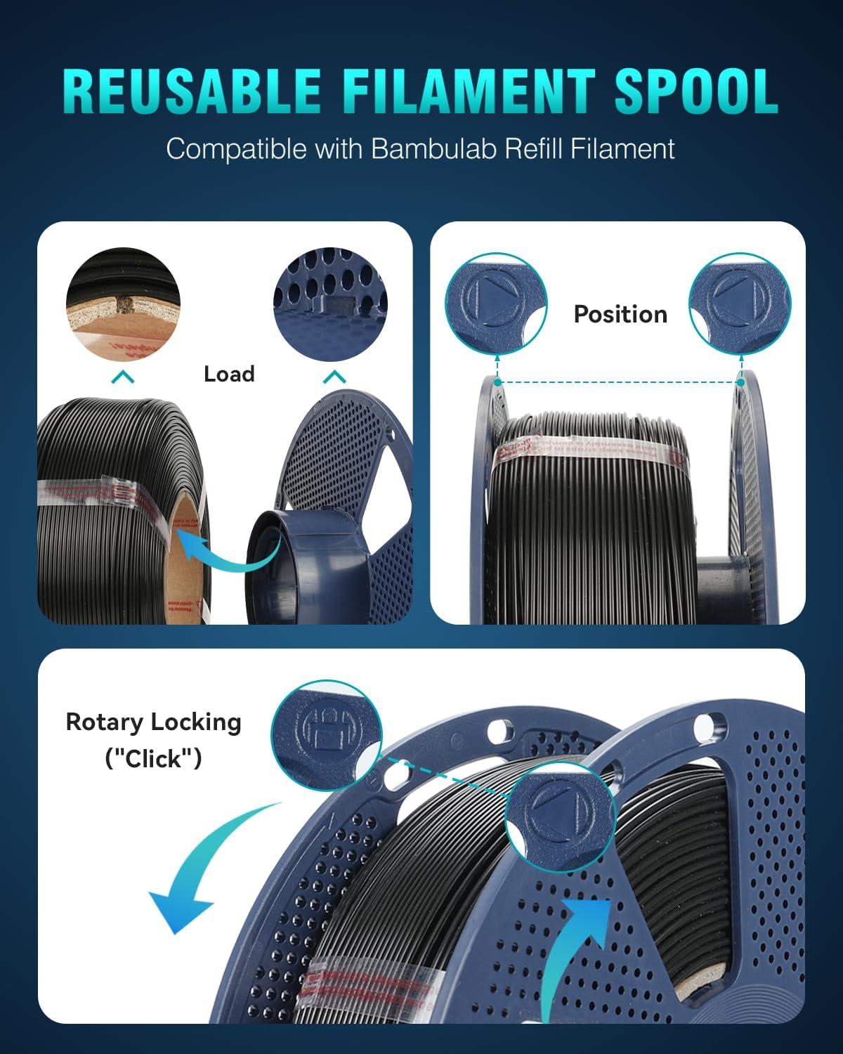 imageSUNLU PLA20 3D Printer Filament Bundle 4KG Upgrade PLA Filament 175mm Tougher and Stronger Dimensional Accuracy 002mm 1KG per Spool 4 Packs 4KG Total Black1kg Roasted Chestnut Black