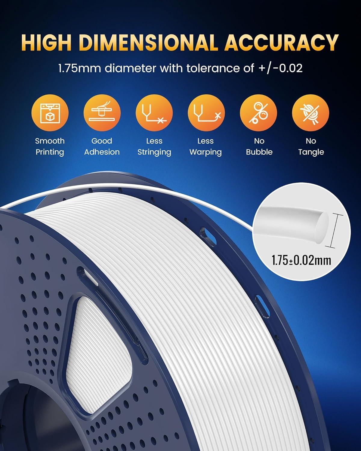 imageSUNLU PLA20 3D Printer Filament Bundle 4KG Upgrade PLA Filament 175mm Tougher and Stronger Dimensional Accuracy 002mm 1KG per Spool 4 Packs 4KG Total Black1kg4 Whitewhitewhitewhite