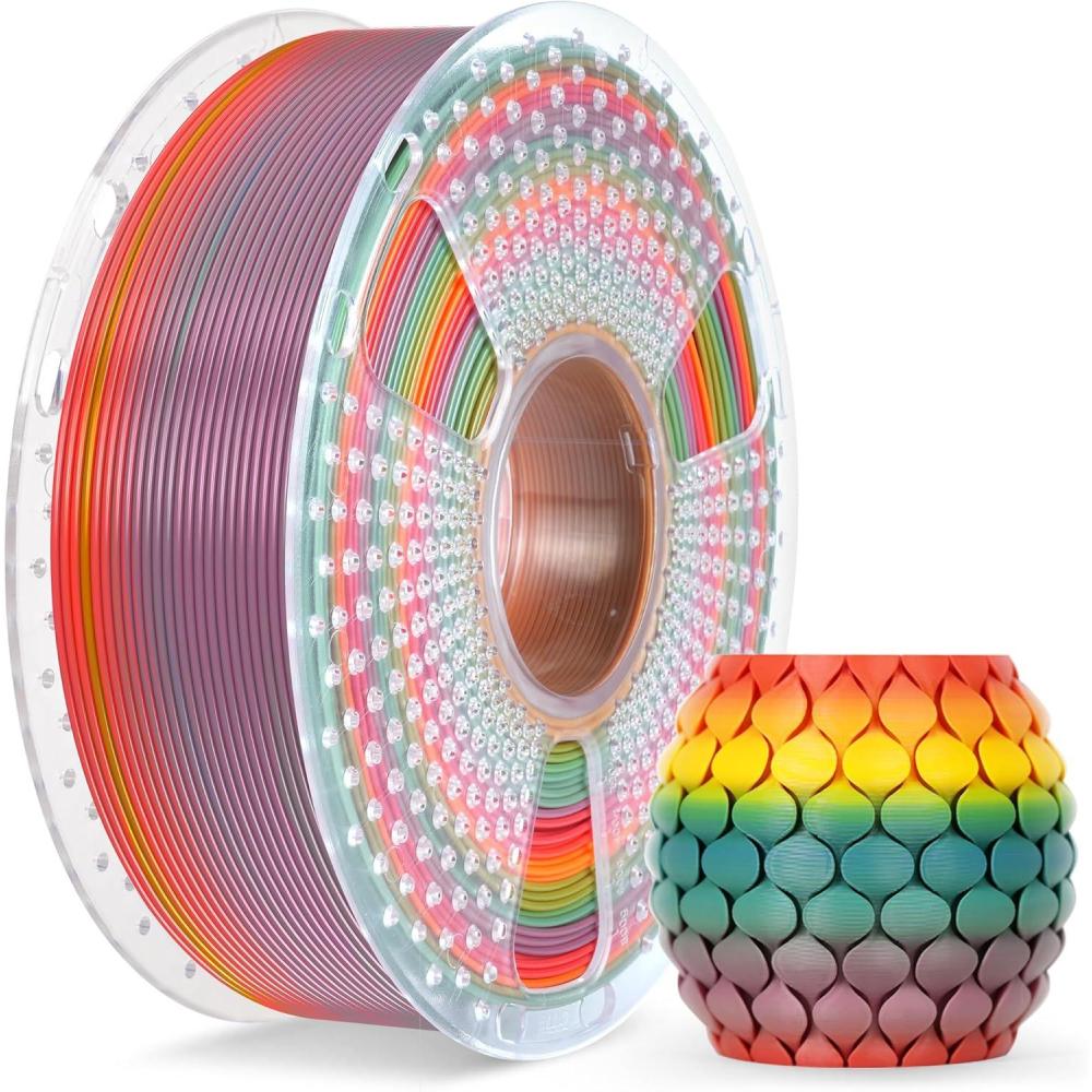 imageSUNLU PLA Filament 16 Color Bundle Multicolor PLA 3D Printer Filament 175mm Individually Vacuum Packed 025kg per Spool 4kg in Total 16 Pack 12 Regular Solid Color and 4 Transparent ColorRainbow 01