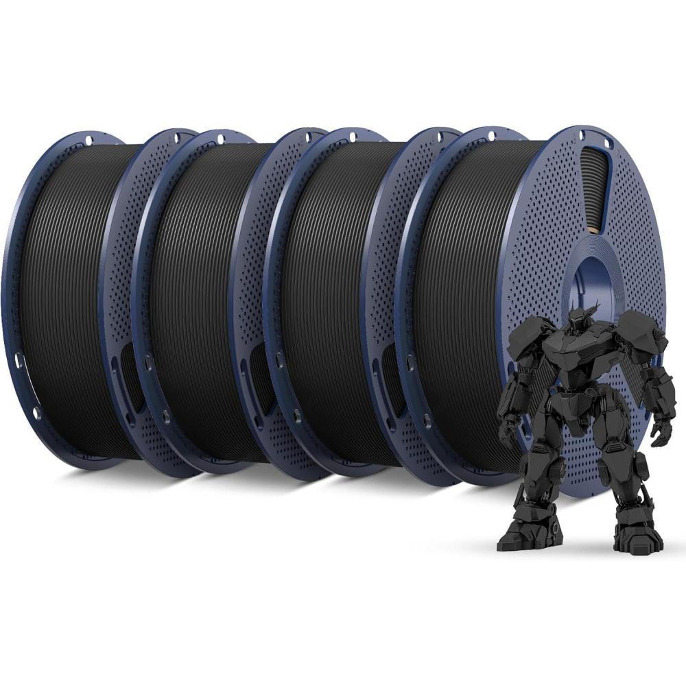 imageSUNLU PLA Filament 16 Color Bundle Multicolor PLA 3D Printer Filament 175mm Individually Vacuum Packed 025kg per Spool 4kg in Total 16 Pack 12 Regular Solid Color and 4 Transparent ColorBundle4000g Petg Blackblackblackblack