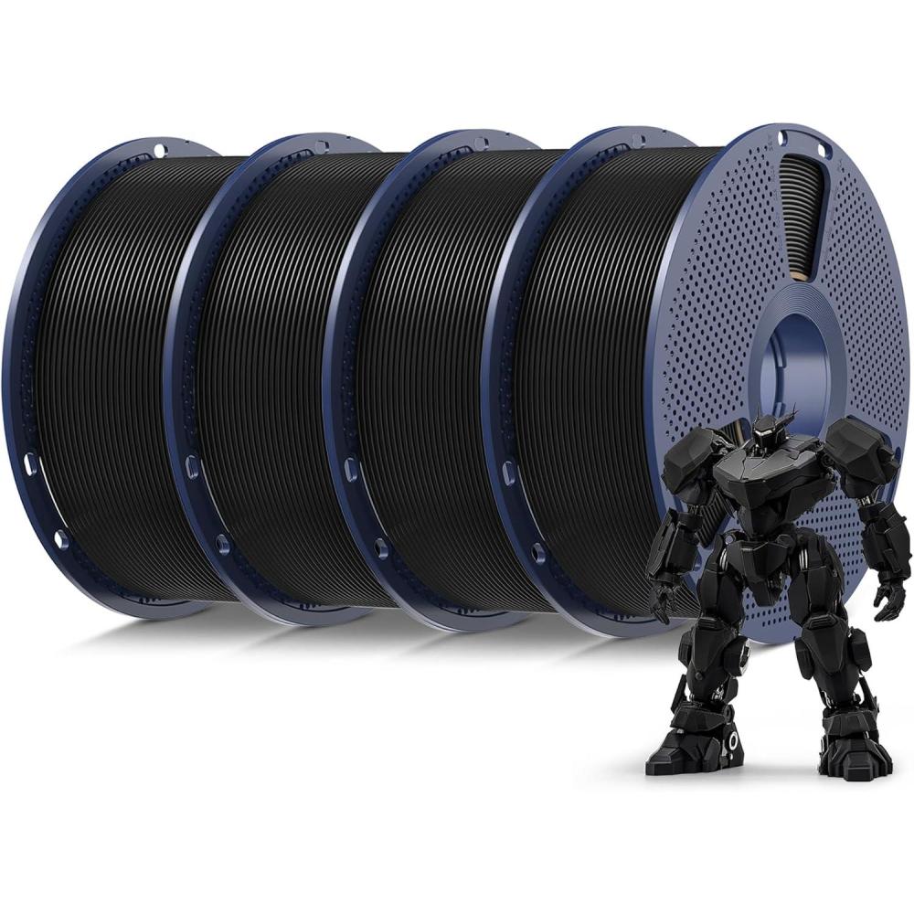 imageSUNLU PLA Filament 16 Color Bundle Multicolor PLA 3D Printer Filament 175mm Individually Vacuum Packed 025kg per Spool 4kg in Total 16 Pack 12 Regular Solid Color and 4 Transparent ColorBundle4000g Pla Blackblackblackblack