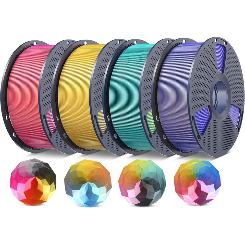 imageSUNLU PLA Filament 16 Color Bundle Multicolor PLA 3D Printer Filament 175mm Individually Vacuum Packed 025kg per Spool 4kg in Total 16 Pack 12 Regular Solid Color and 4 Transparent ColorSilk Pla Bundle 4 Color Experience