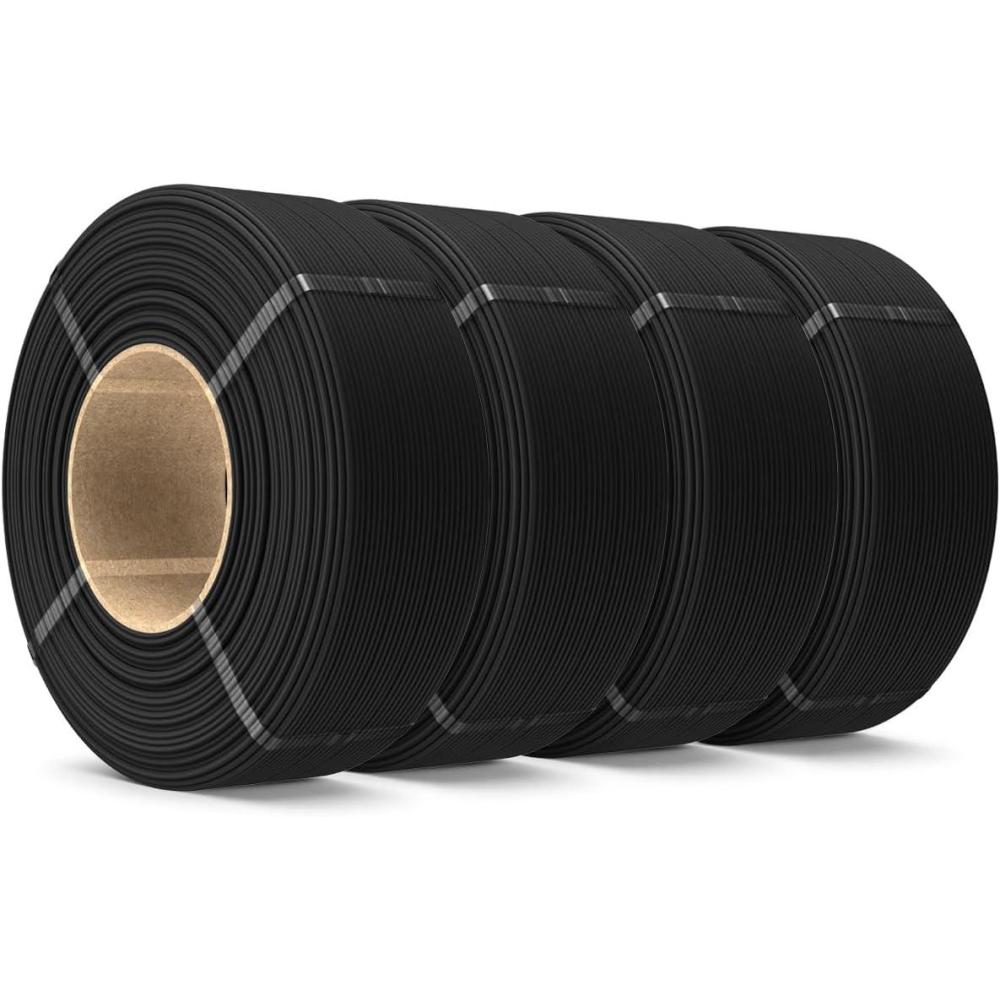 imageSUNLU PLA Plus Filament Refill 175mm 4KG 3D Printer Filament PLA Refill NoSpool Black PLA Filament for Reusable Spools Compatible with Bambu Labs Filament 4Rolls 1KGRollMatte Petg Black