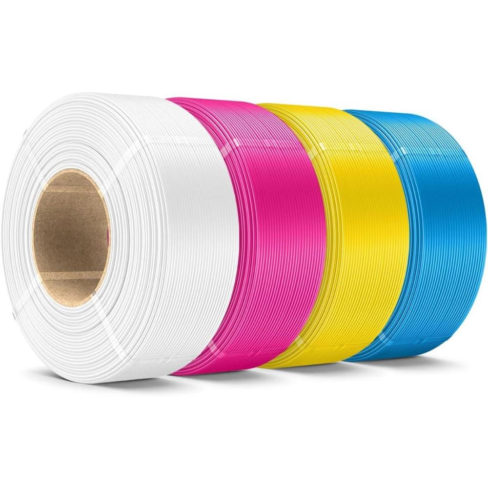 imageSUNLU PLA Plus Filament Refill 175mm 4KG 3D Printer Filament PLA Refill NoSpool Black PLA Filament for Reusable Spools Compatible with Bambu Labs Filament 4Rolls 1KGRollPla Plus WhiteMagentaYellowCyan