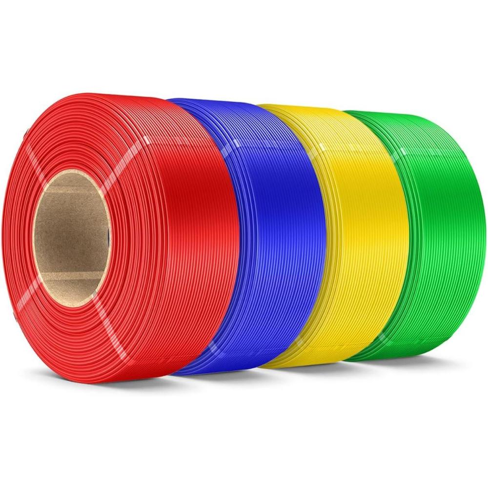 imageSUNLU PLA Plus Filament Refill 175mm 4KG 3D Printer Filament PLA Refill NoSpool Black PLA Filament for Reusable Spools Compatible with Bambu Labs Filament 4Rolls 1KGRollPla Plus Klein BlueYellowGreenRed