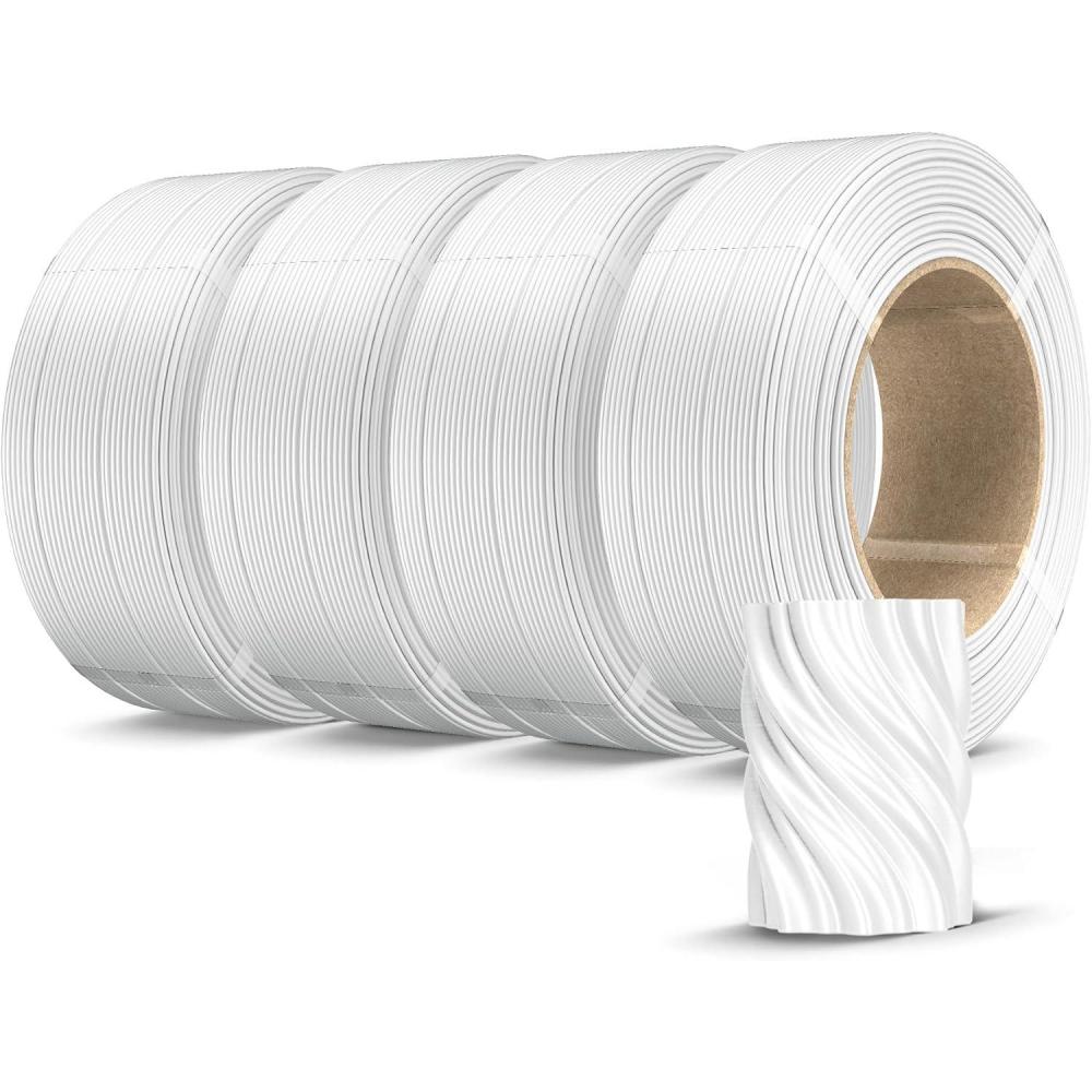 imageSUNLU PLA Plus Filament Refill 175mm 4KG 3D Printer Filament PLA Refill NoSpool Black PLA Filament for Reusable Spools Compatible with Bambu Labs Filament 4Rolls 1KGRoll500g4 Silk White
