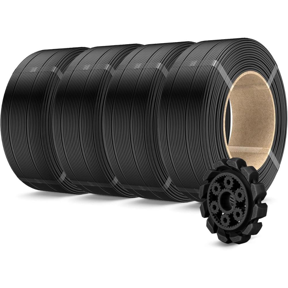 imageSUNLU PLA Plus Filament Refill 175mm 4KG 3D Printer Filament PLA Refill NoSpool Black PLA Filament for Reusable Spools Compatible with Bambu Labs Filament 4Rolls 1KGRoll500g4 Pla20 Black