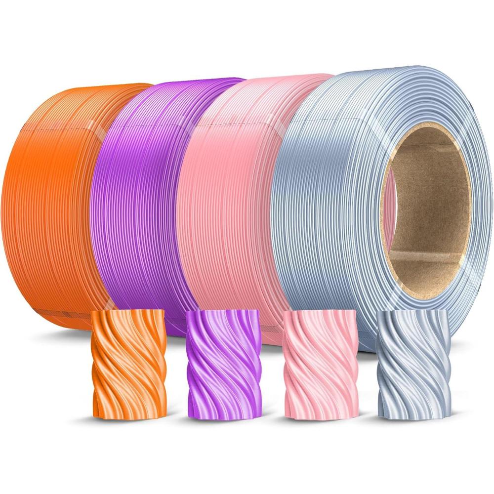 imageSUNLU PLA Plus Filament Refill 175mm 4KG 3D Printer Filament PLA Refill NoSpool Black PLA Filament for Reusable Spools Compatible with Bambu Labs Filament 4Rolls 1KGRoll500g4 Silverpinkpurpleorange