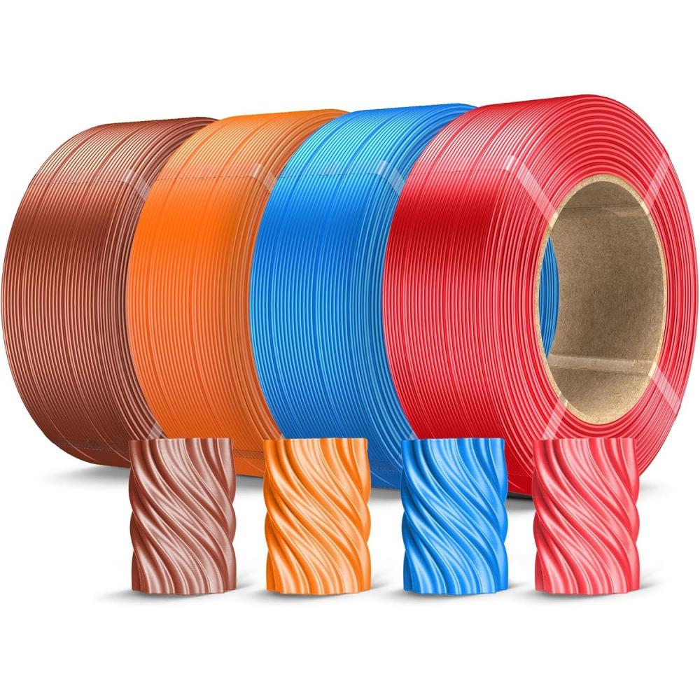 imageSUNLU PLA Plus Filament Refill 175mm 4KG 3D Printer Filament PLA Refill NoSpool Black PLA Filament for Reusable Spools Compatible with Bambu Labs Filament 4Rolls 1KGRoll500g4 Redblueorangered Copper