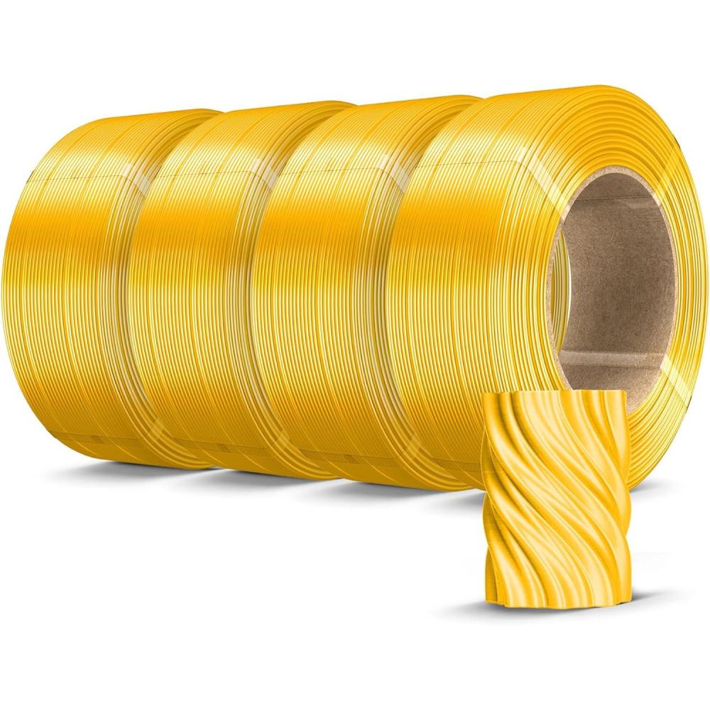 imageSUNLU PLA Plus Filament Refill 175mm 4KG 3D Printer Filament PLA Refill NoSpool Black PLA Filament for Reusable Spools Compatible with Bambu Labs Filament 4Rolls 1KGRoll500g4 Silk Light Gold