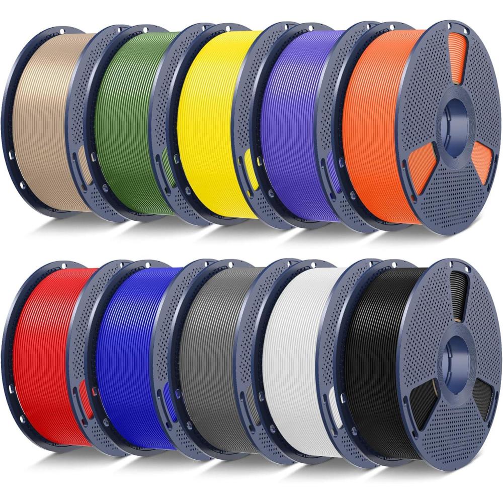 imageSUNLU PLA20 3D Printer Filament Bundle 4KG Upgrade PLA Filament 175mm Tougher and Stronger Dimensional Accuracy 002mm 1KG per Spool 4 Packs 4KG Total BlackPla20 Blackwhitegreyblueredyellowolive Greenorangepurplewood Color