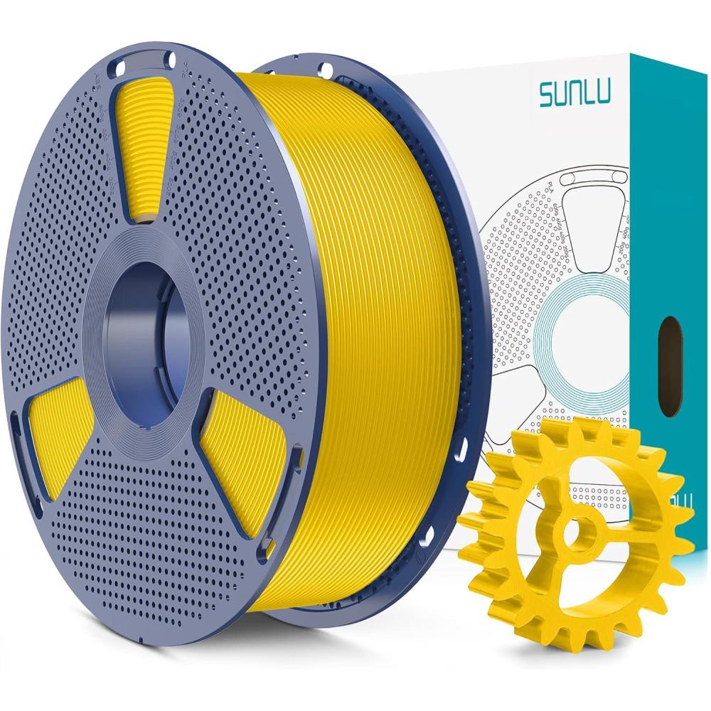 imageSUNLU PLA20 3D Printer Filament Bundle 4KG Upgrade PLA Filament 175mm Tougher and Stronger Dimensional Accuracy 002mm 1KG per Spool 4 Packs 4KG Total Black1kg Vivid Yellow
