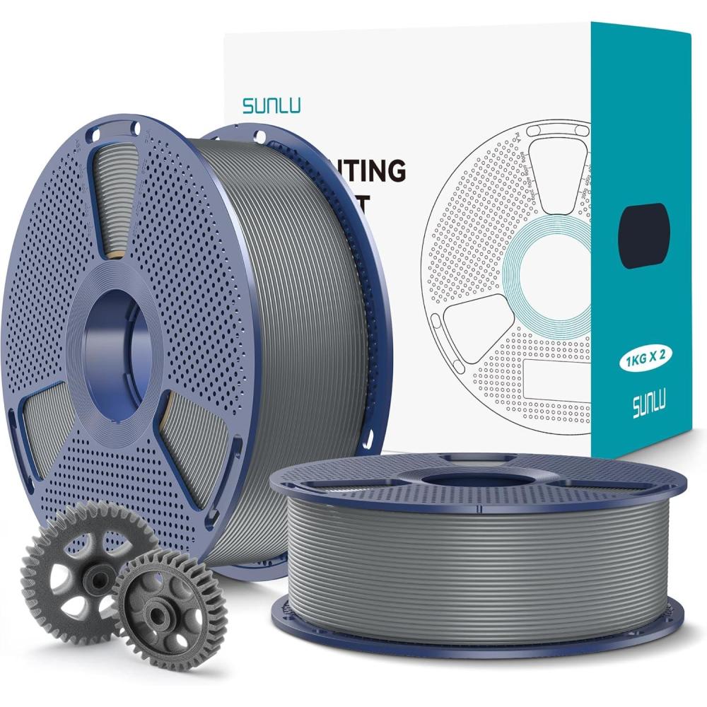 imageSUNLU PLA20 3D Printer Filament Bundle 4KG Upgrade PLA Filament 175mm Tougher and Stronger Dimensional Accuracy 002mm 1KG per Spool 4 Packs 4KG Total Black1kg2 Greygrey