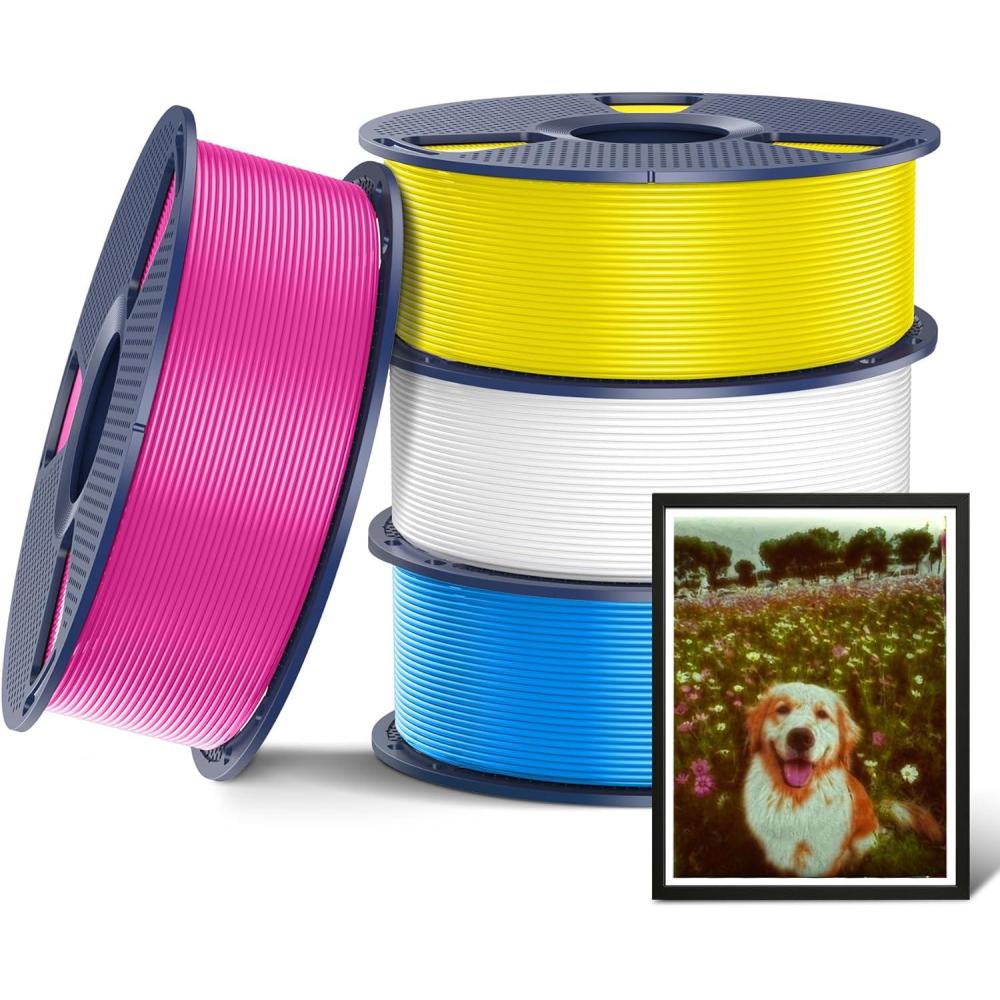 imageSUNLU PLA20 3D Printer Filament Bundle 4KG Upgrade PLA Filament 175mm Tougher and Stronger Dimensional Accuracy 002mm 1KG per Spool 4 Packs 4KG Total Black1kg4 Cmykwhitecyanmagentayellow