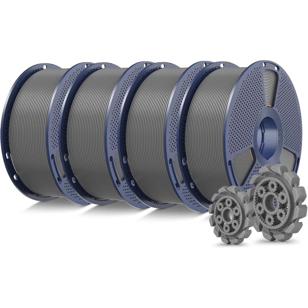 imageSUNLU PLA20 3D Printer Filament Bundle 4KG Upgrade PLA Filament 175mm Tougher and Stronger Dimensional Accuracy 002mm 1KG per Spool 4 Packs 4KG Total Black1kg4 Greygreygreygrey