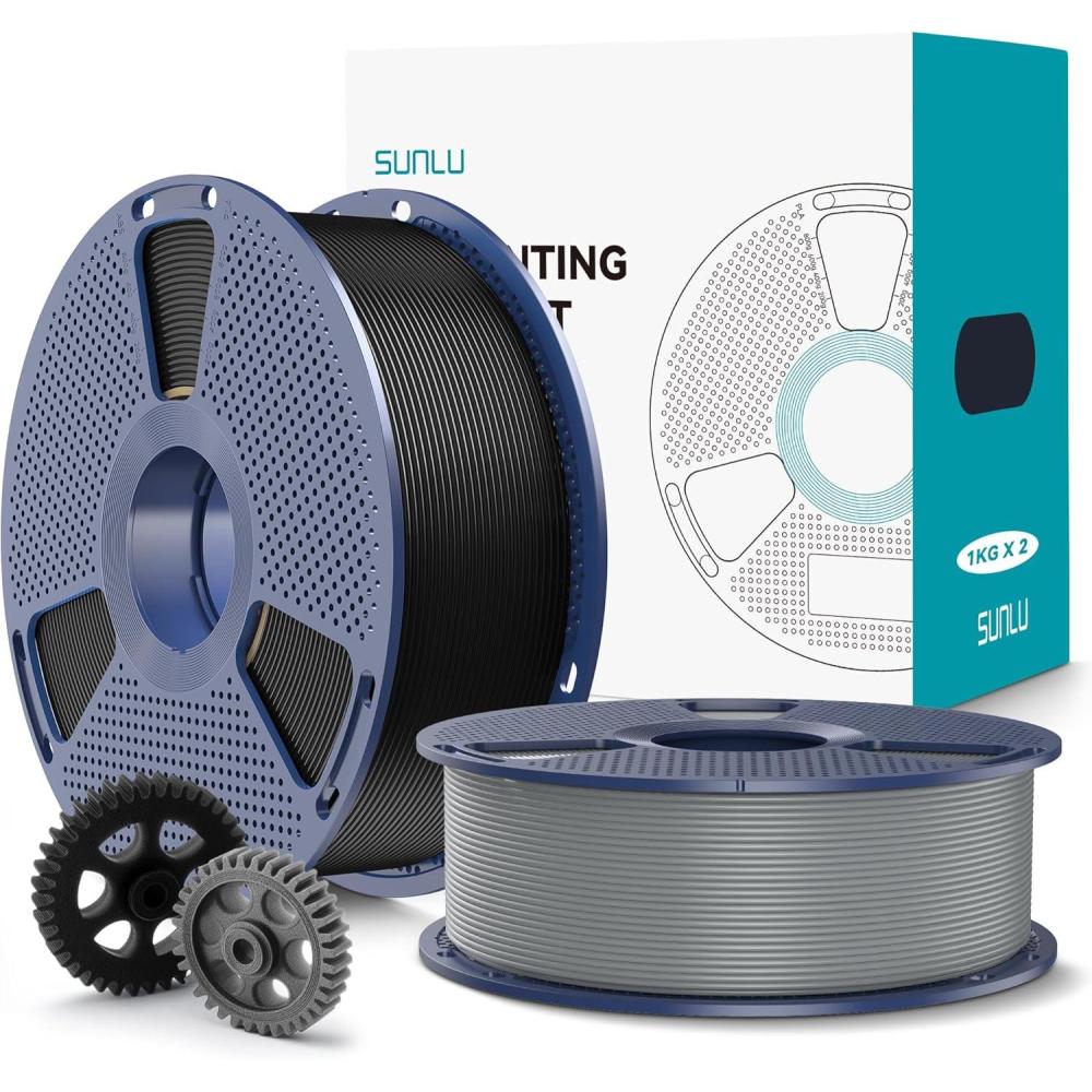 imageSUNLU PLA20 3D Printer Filament Bundle 4KG Upgrade PLA Filament 175mm Tougher and Stronger Dimensional Accuracy 002mm 1KG per Spool 4 Packs 4KG Total Black1kg2 Blackgrey