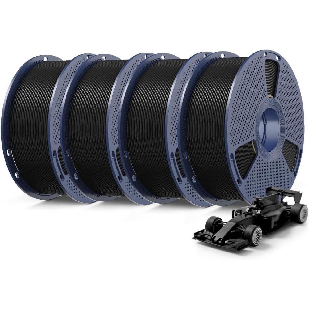 imageSUNLU PLA20 Filament 175mm Black 2KG High Speed PLA Plus20 Tougher and Stronger 3D Printer Filament Dimensional Accuracy  002mm 2 Pcs 1kg Spool22lbs Fits for Most FDM 3D Printers4kg Blackblackblackblack