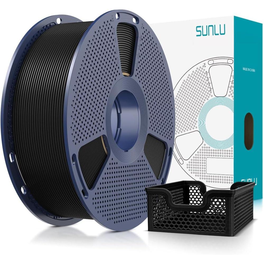 imageSUNLU PLA20 Filament 175mm Black 2KG High Speed PLA Plus20 Tougher and Stronger 3D Printer Filament Dimensional Accuracy  002mm 2 Pcs 1kg Spool22lbs Fits for Most FDM 3D Printers1000g Black