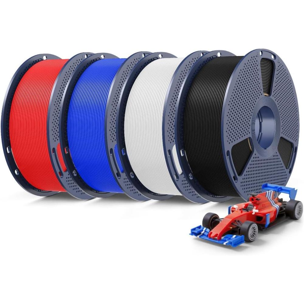 imageSUNLU PLA20 Filament 175mm Black 2KG High Speed PLA Plus20 Tougher and Stronger 3D Printer Filament Dimensional Accuracy  002mm 2 Pcs 1kg Spool22lbs Fits for Most FDM 3D Printers4kg Blackwhitebluered