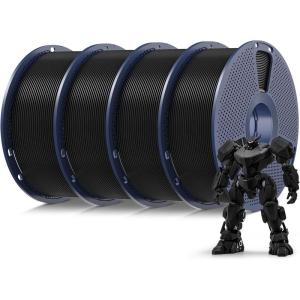 imageSUNLU PLA Filament 16 Color Bundle Multicolor PLA 3D Printer Filament 175mm Individually Vacuum Packed 025kg per Spool 4kg in Total 16 Pack 12 Regular Solid Color and 4 Transparent ColorBundle4000g Pla Blackblackblackblack