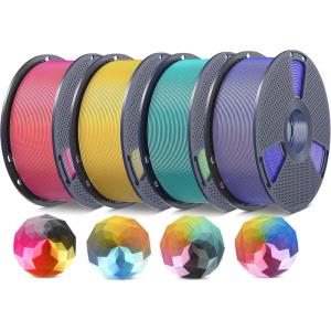 imageSUNLU PLA Filament 16 Color Bundle Multicolor PLA 3D Printer Filament 175mm Individually Vacuum Packed 025kg per Spool 4kg in Total 16 Pack 12 Regular Solid Color and 4 Transparent ColorSilk Pla Bundle 4 Color Experience