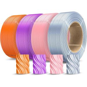 imageSUNLU PLA Plus Filament Refill 175mm 4KG 3D Printer Filament PLA Refill NoSpool Black PLA Filament for Reusable Spools Compatible with Bambu Labs Filament 4Rolls 1KGRoll500g4 Silverpinkpurpleorange