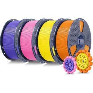 imageSUNLU PLA20 3D Printer Filament Bundle 4KG Upgrade PLA Filament 175mm Tougher and Stronger Dimensional Accuracy 002mm 1KG per Spool 4 Pack 4KG Total OrangeYellowPinkPurple