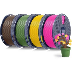 imageSUNLU PLA20 3D Printer Filament Bundle 4KG Upgrade PLA Filament 175mm Tougher and Stronger Dimensional Accuracy 002mm 1KG per Spool 4 Packs 4KG Total Black1kg4 Olive Greencoffee Brownmagentavivid Yellow