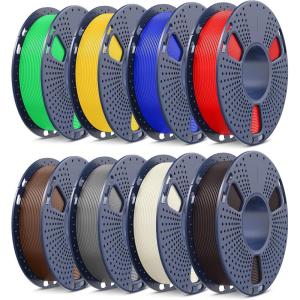 imageSUNLU PLA20 3D Printer Filament Bundle 4KG Upgrade PLA Filament 175mm Tougher and Stronger Dimensional Accuracy 002mm 1KG per Spool 4 Packs 4KG Total Black8250g Roasted Chestnut Blackbone Whitegreycoffeeredklein Bluevivid Yellowgreen