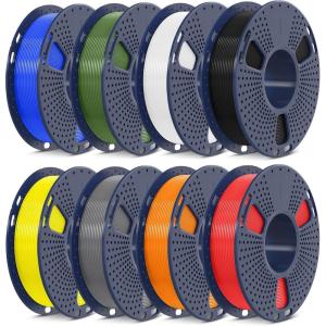 imageSUNLU PLA20 3D Printer Filament Bundle 4KG Upgrade PLA Filament 175mm Tougher and Stronger Dimensional Accuracy 002mm 1KG per Spool 4 Packs 4KG Total Black8250g Blackwhitegreyblueredyellowolive Greenorange