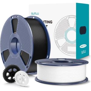imageSUNLU PLA20 3D Printer Filament Bundle 4KG Upgrade PLA Filament 175mm Tougher and Stronger Dimensional Accuracy 002mm 1KG per Spool 4 Packs 4KG Total Black1kg2 Blackwhite