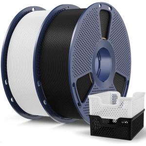 imageSUNLU PLA20 Filament 175mm Black 2KG High Speed PLA Plus20 Tougher and Stronger 3D Printer Filament Dimensional Accuracy  002mm 2 Pcs 1kg Spool22lbs Fits for Most FDM 3D Printers2kg Blackwhite