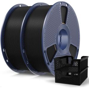 imageSUNLU PLA20 Filament 175mm Black 2KG High Speed PLA Plus20 Tougher and Stronger 3D Printer Filament Dimensional Accuracy  002mm 2 Pcs 1kg Spool22lbs Fits for Most FDM 3D Printers2kg Blackblack