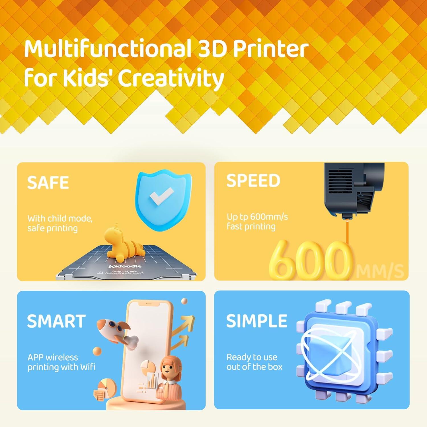 image3D Printer for Kids Safe for Children Toy 3D Printer STEM Learning Mate WiFi ampamp App Control Weekly Update Toy Library Touch Screen Mini Size Easy SettingOne Click to Print3D Printer for kids  Orange