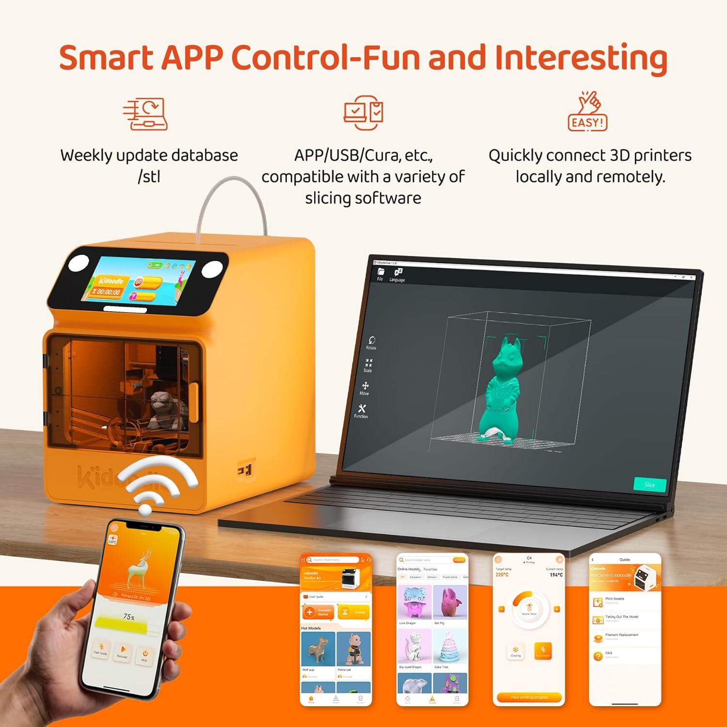 image3D Printer for Kids Safe for Children Toy 3D Printer STEM Learning Mate WiFi ampamp App Control Weekly Update Toy Library Touch Screen Mini Size Easy SettingOne Click to Print3D Printer for kids  Orange